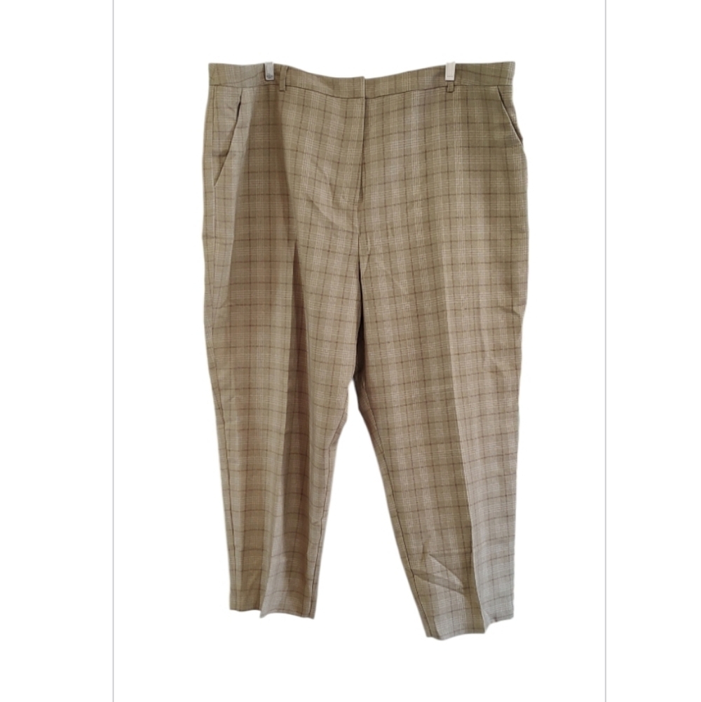 ASOS Curve Tan Plaid Trousers Size 18